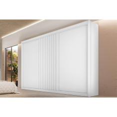 Guarda Roupa Casal Vitória 3 Portas de Correr 6 Gavetas 100% MDF Branco Acetinado Móveis Europa