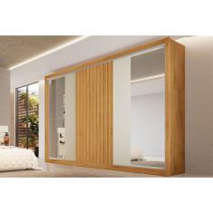 Guarda Roupa Casal Vitória 3 Portas de Correr 6 Gavetas 100% MDF Peroba-Off White Móveis Europa
