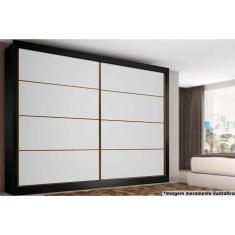 Guarda Roupa Casal Sevilha 2 Portas de Abrir 6 Gavetas MDF Branco-Preto Móveis Europa