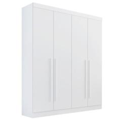 Guarda Roupa Solteiro Da Vinci Plus 4 Portas de puxar 3 Gavetas MDF branco Dedoro Móveis
