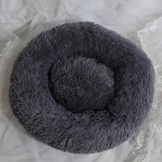 Camas calmantes para cães pequenos, médios e grandes - cama de cachorro lavável rosquinha redonda, antiderrapante, pelúcia sintética fofa donut aconchego e ansiedade, diâmetro 61 cm