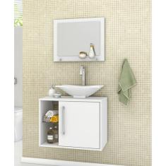 Gabinete para Banheiro com Cuba e Espelheira Baden Branco - Móveis Bechara
