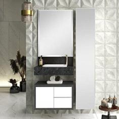 Gabinete para Banheiro Suspenso Pró 60cm Bumi Grafen/branco