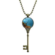 DIYthinker Colar com pingente de imagem da natureza da ciência de corais de peixes do oceano