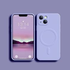 Capa de silicone líquido para iphone 15 14 13 12 11 pro max mini x xr xs plus telefone magnético capa de carregamento sem fio, lavanda, para iphone x xs