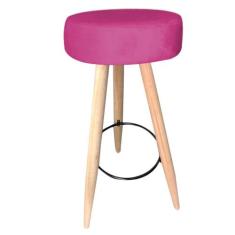 Kit 09 Banqueta Alta Flora Pés Palito em Madeira Branco  Bar Bistrô Co