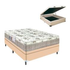 Cama Casal Box Baú Bege Colchão Espuma D33 Portobel