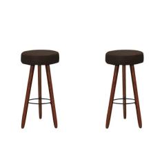 Kit 2 Banquetas Altas Redondas Pés Madeira Palito Londres - JOTABE, ma