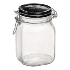 Pote Vidro Fido Bormioli Rocco Hermético com Tampa 1000ml, Preto