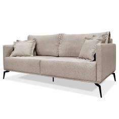 Sofá 2 Lugares 160cm Pés De Metal Vecchia S06 Linho Areia - Mpozenato