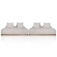 Sofá 6 Lugares Ilha 2 Módulos 220cm Viero S06 Boucle Bege - Mpozenato