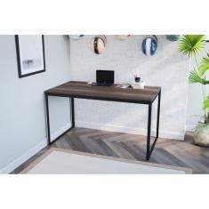 Escrivaninha Mesa Escritório 135x75 135cm Preto Fosco E Nogal - Comple