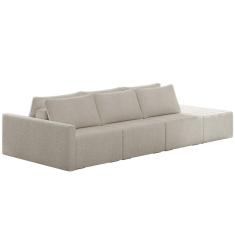 Sofá Ilha Modular Com Puff Para Sala Living 342cm Georgia K04 Bouclê Bege - Mpozenato