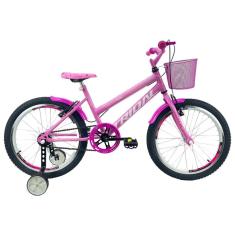 Bicicleta Aro 20 Feminina Infantil Roda Lateral Tridal Rosa