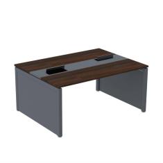 Mesa de Plataforma Dupla para 2 Pessoas Corporativa 130X120/2P Walnut/Preto