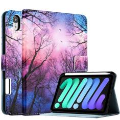 Fancity Capa para iPad Mini 6 modelo 2021 de 8,3 polegadas, capa de couro PU Smart Wake Sleep com suporte para caneta, capa protetora flip com slot para cartão fecho magnético para iPad Mini 6ª