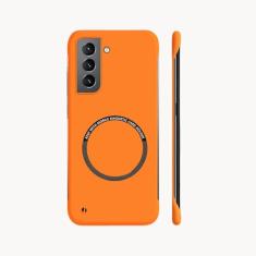 Capa de telefone magnética sem moldura para PC rígido para Samsung Galaxy S23 S22 S21 S20 FE S10 NOTE 20 Ultra 10 Plus Capa fina fosca, laranja, para Note 20