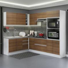 Cozinha Completa de Canto 100% MDF Madesa Acordes 419003 com Armário e