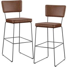 Kit 02 Banqueta Alta Cozinha Sala De Jantar Fixa Allana L02 Sintético 