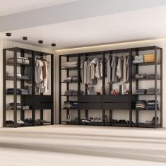 Guarda-Roupas Closet Modulado 405cm 6 Peças com 6 Gavetas e Cabideiros Multimóveis MP4322