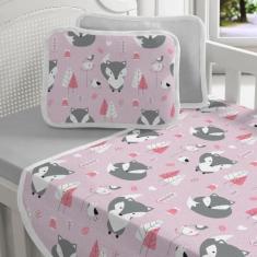 Jogo De Cama Bebê 3 Peças - Lençol Liso - Fronha Estampada - Fronha Li