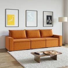 Sofá Modular 1 Módulo Direito 1 Módulo Central 1 Módulo Esquerdo Zen Cabecasa Madeiramadeira Mostarda