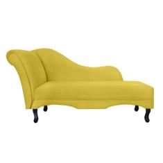 Recamier Decorativo Divã Olivia Couro Amarelo Pés Madeira Ms Decor - N