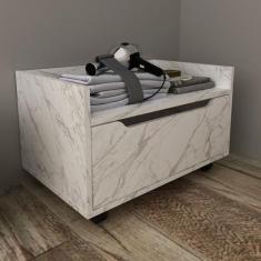 Balcão Gabinete 60cm com 1 Gavetas e Rodízio BN3647 Mármore Branco Tec