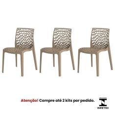 Kit 3 Cadeiras Gruvyer Nude Sala Cozinha Jantar