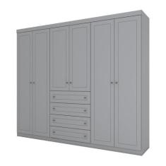 Guarda Roupa Casal 06 Portas 04 Gavetas Mississipi Henn Cinza