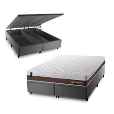 Conjunto Box Baú Venice Marrom 193x203x67 c/ Molas Ensacadas