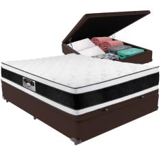 Cama Box Baú e Colchão Black & White Air Double Face Espuma D33 Casal Castor