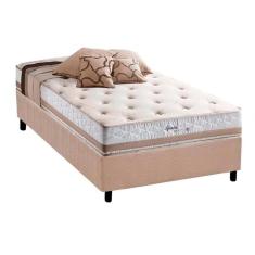 Cama Box Solteiro: Colchão Molas Herval Maxspring Spain + Base Crc Suede Clean(88X188)