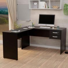 Mesa De Escritório Escrivaninha Em L 1.40x1.50 C/ Gaveteiro - NetMobil