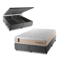 Conjunto Box Baú Cinza Alford Bege 193x203x73 c/Molas Ensacadas