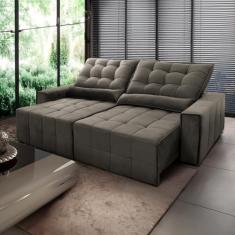 Sofá Retrátil Reclinável Alaska 3.00m Suede Velut Tabaco Molas no Assento - King House