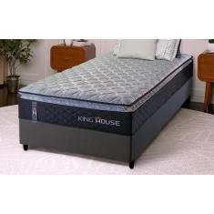 Conjunto Cama Box Solteiro Dakota Preto 88x188x57 Espuma D33 - King Ho