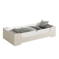 Cama Evolutiva 2 em 1 Zaki com 2 Kits Proteção Lateral Lisa - Reller Móveis Areia Fosco