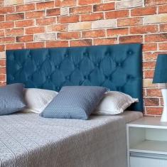 Cabeceira Capitonê Azul Royal Suede Liso Casal 140 X 120 - RBL