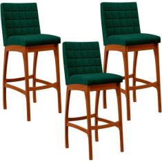 Kit 03 Banquetas Altas Para Cozinha Sala De Jantar Fixa Mila L02 Boucl