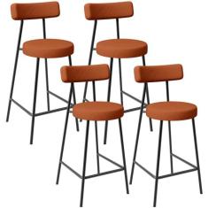 Kit 04 Banquetas Baixa Para Cozinha Sala De Jantar Bancada Milão L02 T
