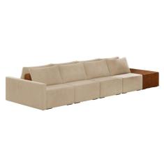 Sofá Ilha 4 Lugares Living 392cm Modulado para Sala Lary Veludo Bege K