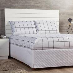 Jogo de Lençol King Styll 3 Peças Quadriculado Branco - 80% Algodão, 2