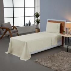 Jogo de Lençol Solteiro 3 Pçs Percal 180 Fios Liso Ponto Palito - Vall