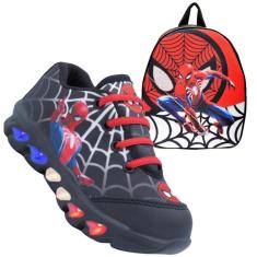 Tênis de LED Infantil Menino Aranha Masculino + Mochila-Masculino