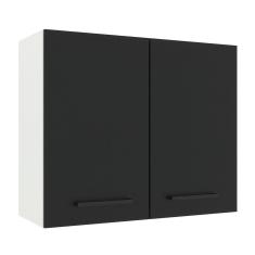 Armário Aéreo Madesa Agata 80cm 2 Portas Branco Preto
