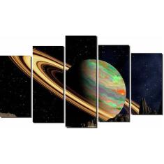 Quadros Decorativos Planeta Saturno 5 Peças