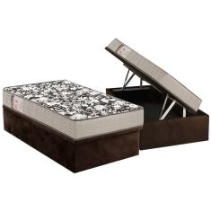 Conjunto Box Baú Solteiro: Colchão Espuma D26 Physical Ultra Resistente + Base Crc Brown(88x188)