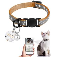 Coleira de gato com etiqueta de nome de código QR, coleiras reflexivas de gatinho com sino, etiqueta de identificação de gato personalizada, ultradurável, ajustável, liberação rápida, serve para a