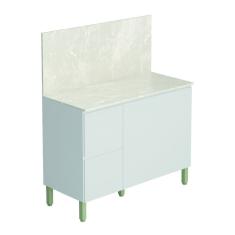 Balcão de Cozinha Triplo Com Tampo e Painel 3 Portas 2 Gavetas 1,20m Branco Art Kits Paraná